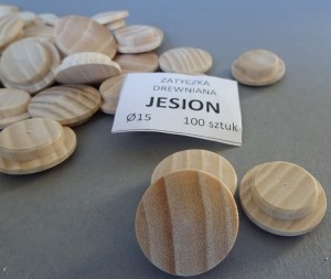 Zaślepka zatyczka jesionowa średnica 15mm 100szt 